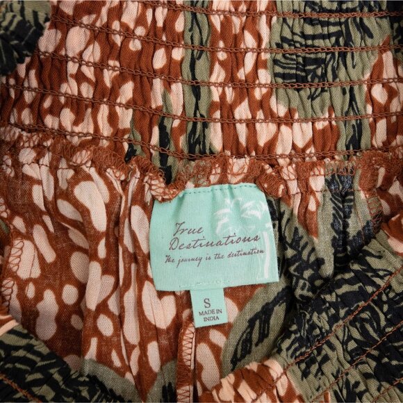 True Destinations Flare Pants Beach Coverup Wide Leg Tropical Palm Trees Small - Picture 6 of 11